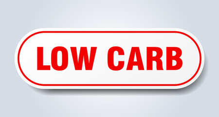 low carb sign. rounded isolated button. white sticker