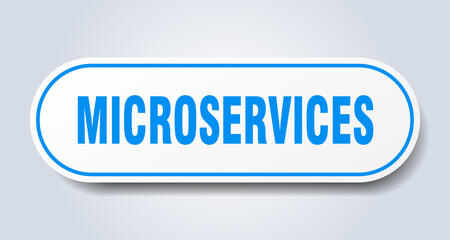 microservices sign. rounded isolated button. white sticker