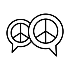 peace symbols in speech bubbles line style icon