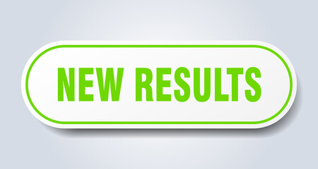 new results sign. rounded isolated button. white sticker