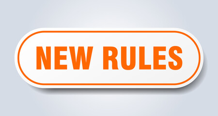 new rules sign. rounded isolated button. white sticker