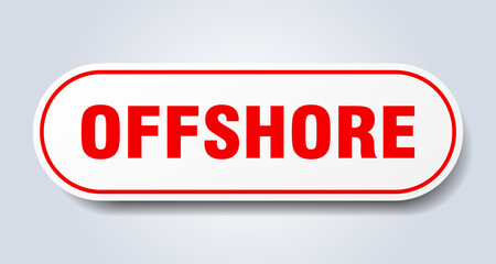 offshore sign. rounded isolated button. white sticker