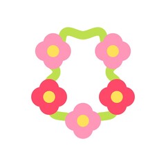 Hawaii icon related flowers necklace or locket with thread vector in flat style,