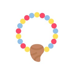 Hawaii icon related flowers necklace or locket with thread vector in flat style,