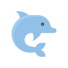 Hawaii icon related dolphin with eyes and wings and without water vector in flat style,