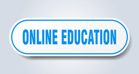 online education sign. rounded isolated button. white sticker
