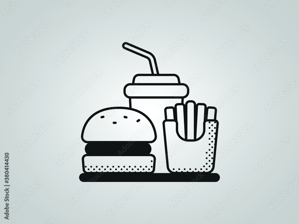 Sticker Burger, Soft Drink, French Fries icon