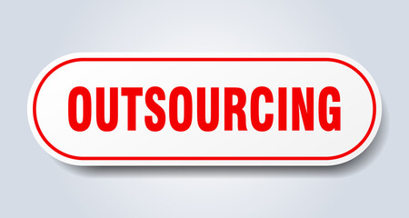 outsourcing sign. rounded isolated button. white sticker