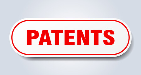 patents sign. rounded isolated button. white sticker