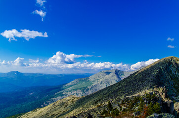 Fototapeta premium View from high mountain. clouds in the sky