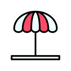 summer beach or holiday related beach umbrella with stand vector with editable stroke,