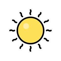 summer beach or holiday related summer beach sun with shines vector with editable stroke,