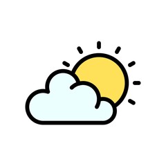 summer beach or holiday related summer cloud with sun shines vector with editable stroke,