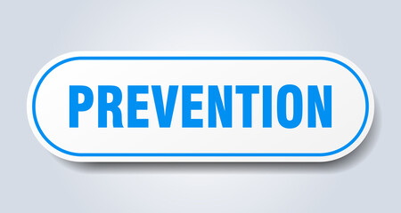 prevention sign. rounded isolated button. white sticker