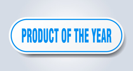 product of the year sign. rounded isolated button. white sticker