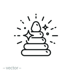pyramid toy icon, build baby tower, childhood concept, thin line simple web symbol on white background, editable stroke vector illustration eps10