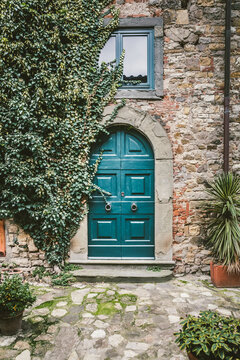 Wooden Door in Old Italian Village