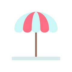 summer beach or holiday related beach umbrella with stand vector in flat style,