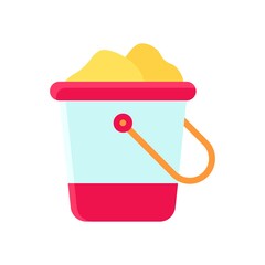 summer beach or holiday related summer beach sand bucket with handle vector in flat style,