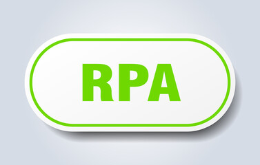 rpa sign. rounded isolated button. white sticker