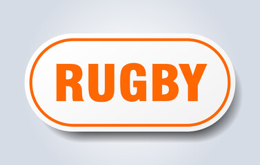 rugby sign. rounded isolated button. white sticker