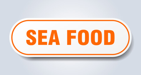 sea food sign. rounded isolated button. white sticker
