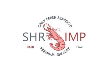 label of fresh shrimp isolated on white background