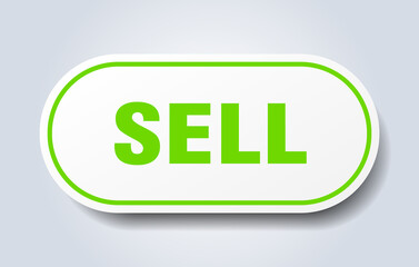 sell sign. rounded isolated button. white sticker