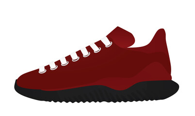 Red canvas sneaker. vector illustration