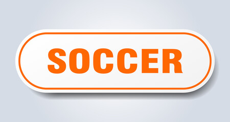 soccer sign. rounded isolated button. white sticker