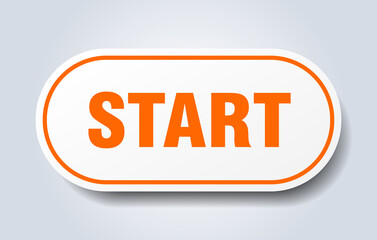 start sign. rounded isolated button. white sticker