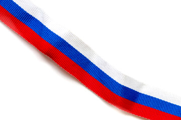 Ribbon colors of the Russian flag Isolated on white background colors white blue red