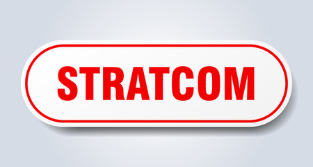 stratcom sign. rounded isolated button. white sticker