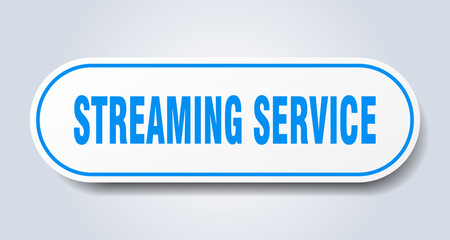 streaming service sign. rounded isolated button. white sticker