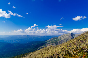 View from high mountain. clouds in the sky