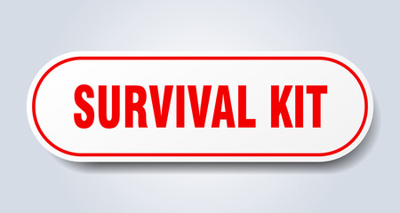 survival kit sign. rounded isolated button. white sticker