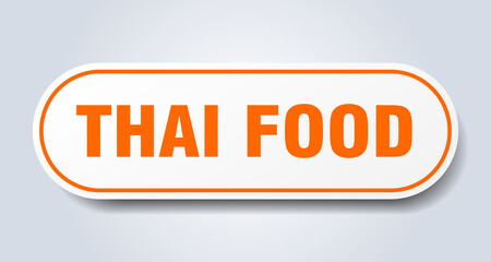 thai food sign. rounded isolated button. white sticker
