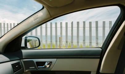 View out Car window Cape Cod, Massachusetts