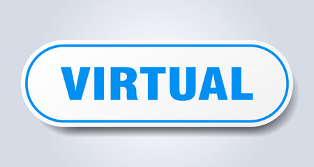 virtual sign. rounded isolated button. white sticker