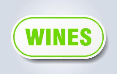 wines sign. rounded isolated button. white sticker