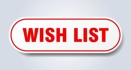 wish list sign. rounded isolated button. white sticker