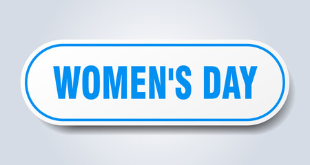 women's day sign. rounded isolated button. white sticker