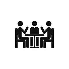 Board room members sitting around a table. Meeting icon concept isolated on white background. Vector illustration