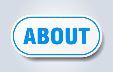 about sign. rounded isolated button. white sticker