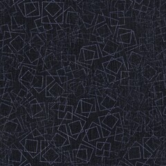 Seamless patterned denim jean geo for repeat print. High quality illustration. Grungy trendy street wear design. Real detailed denim texture with geometric pattern overlay. Navy blue deep dark colors.