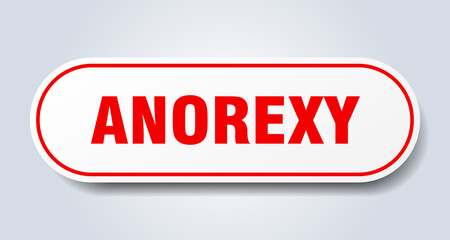 anorexy sign. rounded isolated button. white sticker