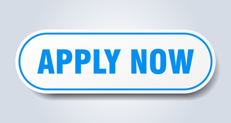 apply now sign. rounded isolated button. white sticker