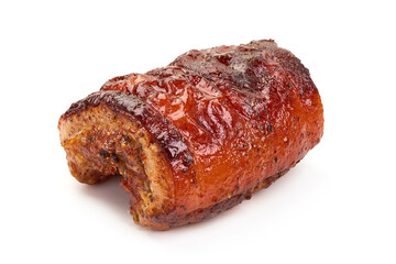 Homemade Rolled Porchetta Roast, isolated on white background