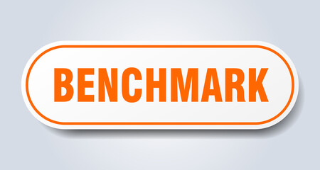 benchmark sign. rounded isolated button. white sticker