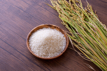 新米と稲穂のイメージ撮影